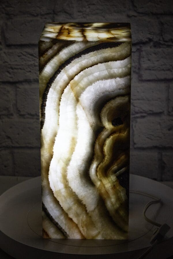 Green Talan Onyx Lamp Light On Flat Side