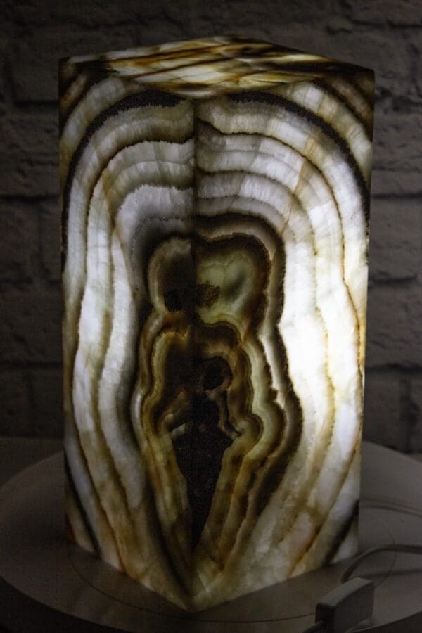 Green Talan Onyx Lamp Light On Side view