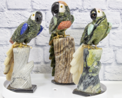 Set of Three Craved Tropical Parrots