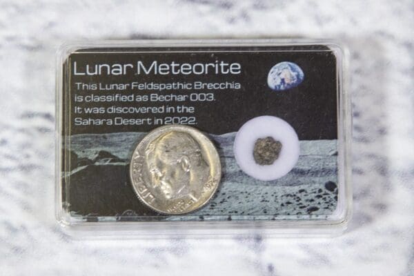 piece of lunar meteorite in protective case